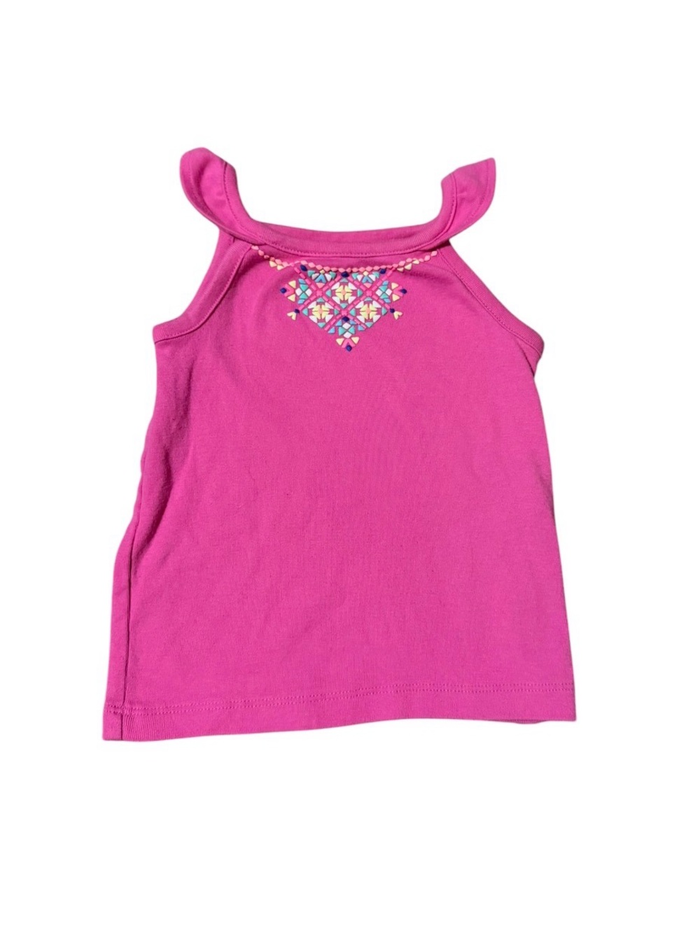 Carter's Hot Pink Girls' Embroidered Tank Top